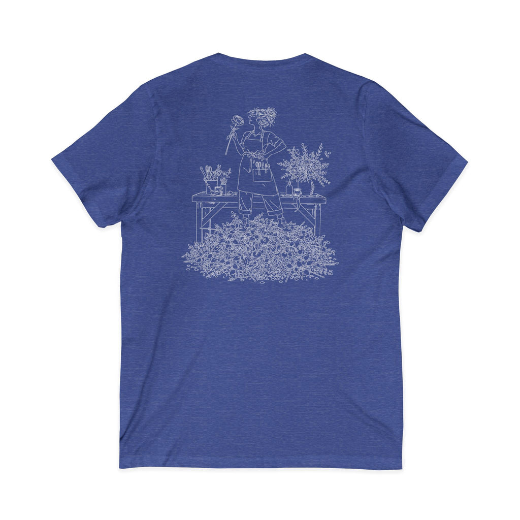 Kat's Florals Creative Disaster - Unisex Jersey Short Sleeve V-Neck Tee