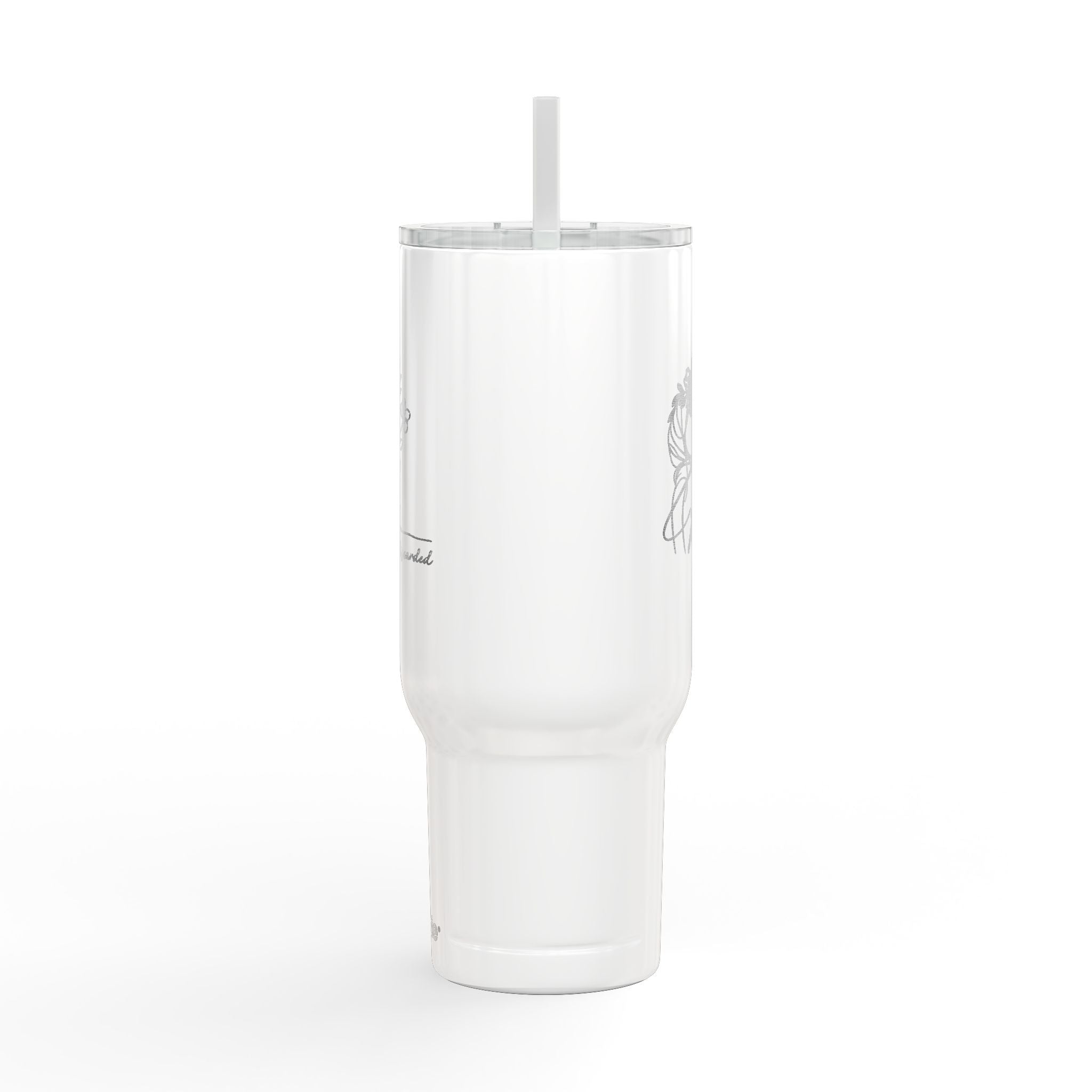 Engraved 40oz Insulated Tumbler — 'Beautifully Broken' Floral Design, Travel Mug with Lid & Straw