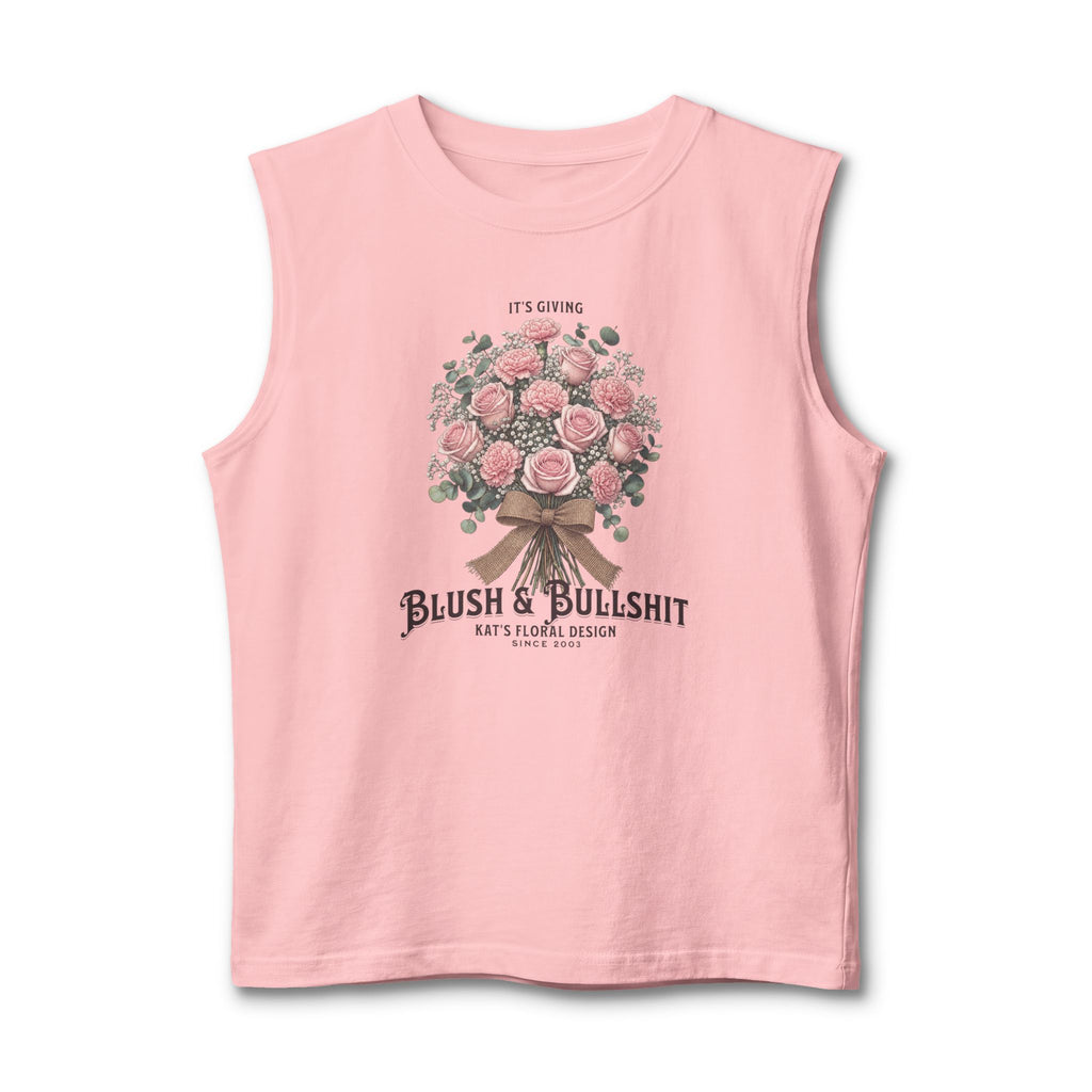 Blush & Bullshit Floral Muscle Tank  - Bouquet Graphic
