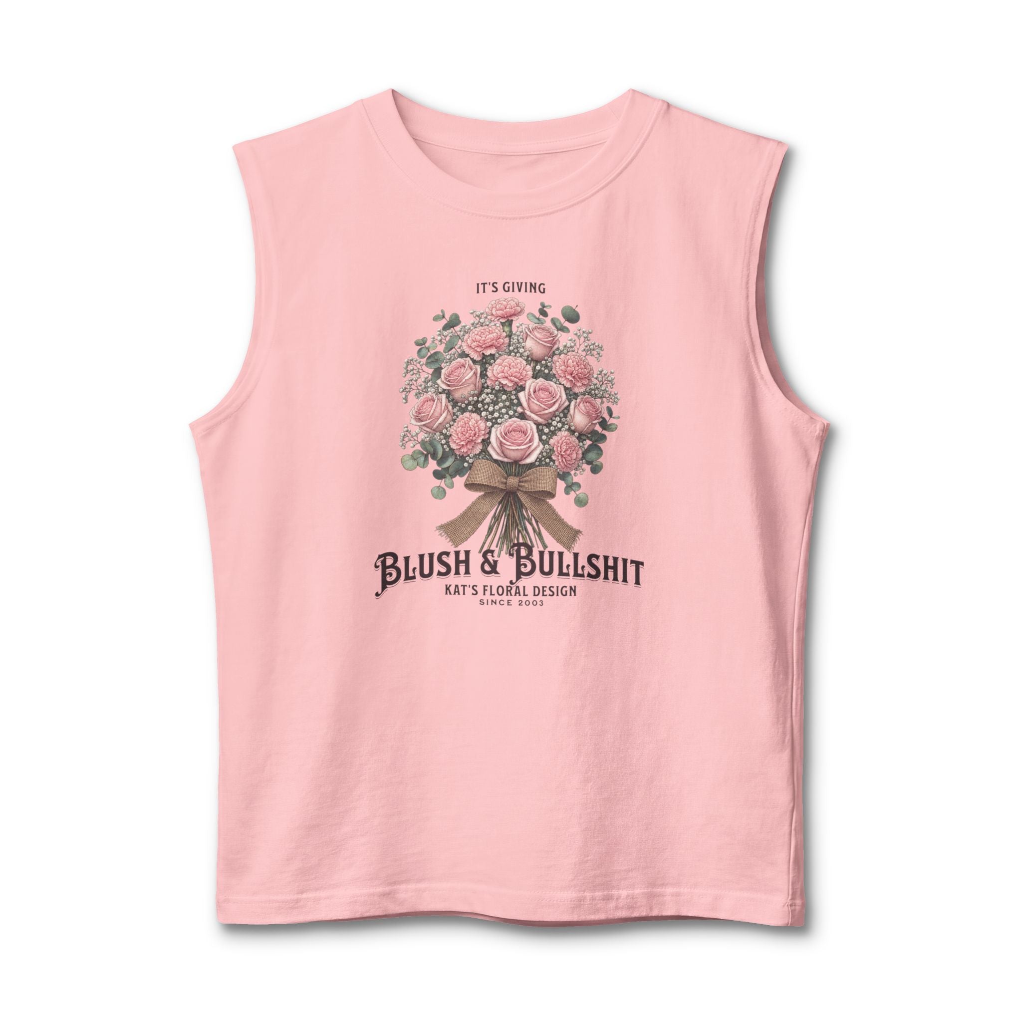 Blush & Bullshit Floral Muscle Tank  - Bouquet Graphic