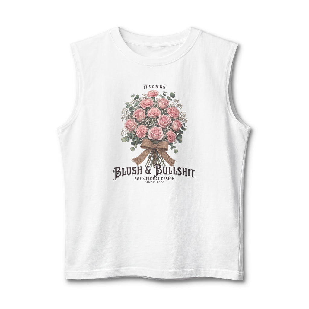 Blush & Bullshit Floral Muscle Tank  - Bouquet Graphic