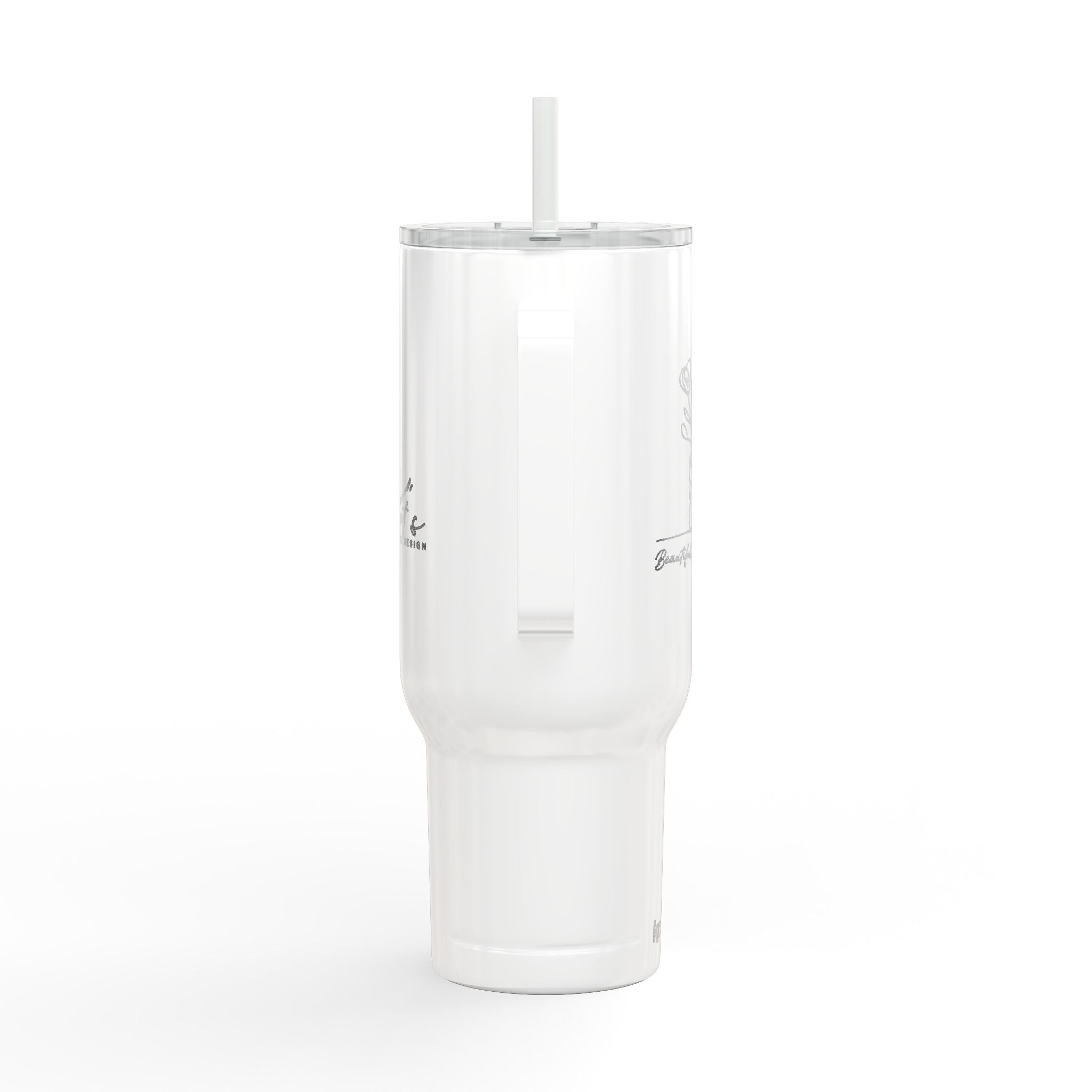 Engraved 40oz Insulated Tumbler — 'Beautifully Broken' Floral Design, Travel Mug with Lid & Straw