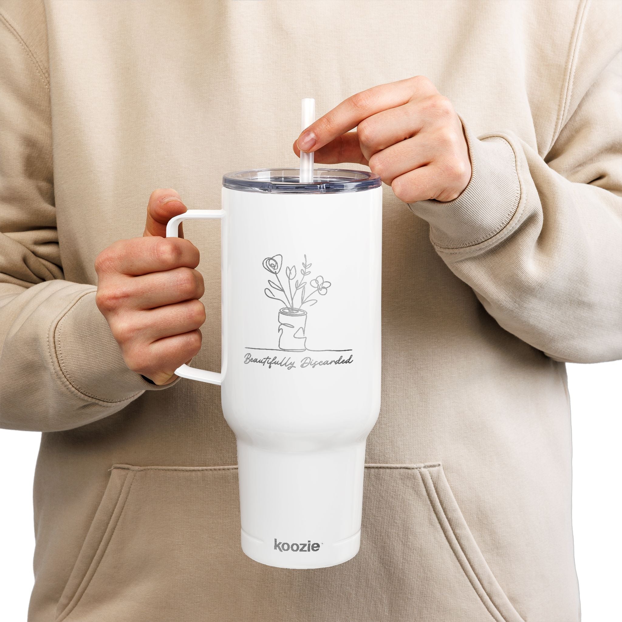 'Beautifully Discarded' - Travel Mug with Lid & Straw